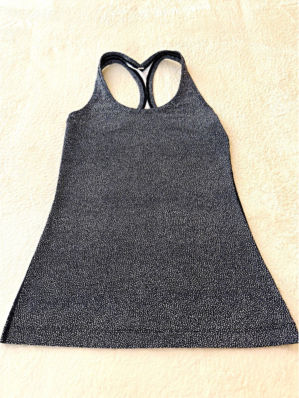 Lululemon Cool Racerback II Tank Women Size 6 Black White Spray Jacquard Luon